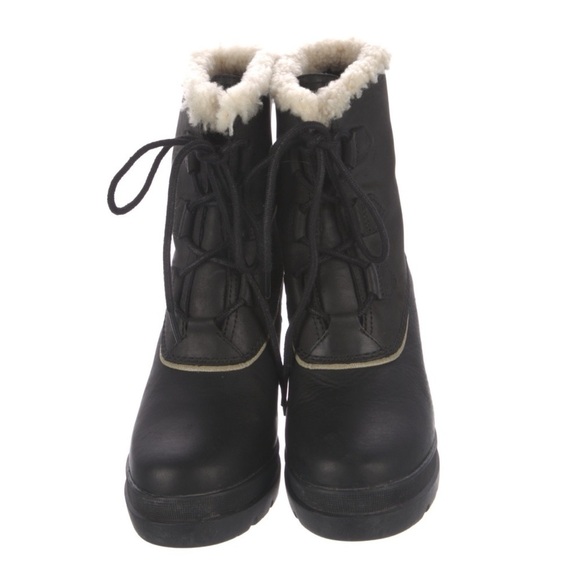 NEW SOREL Dacie The Meadow Lace Black High Heel Rubber Winter Boot - Picture 4 of 6